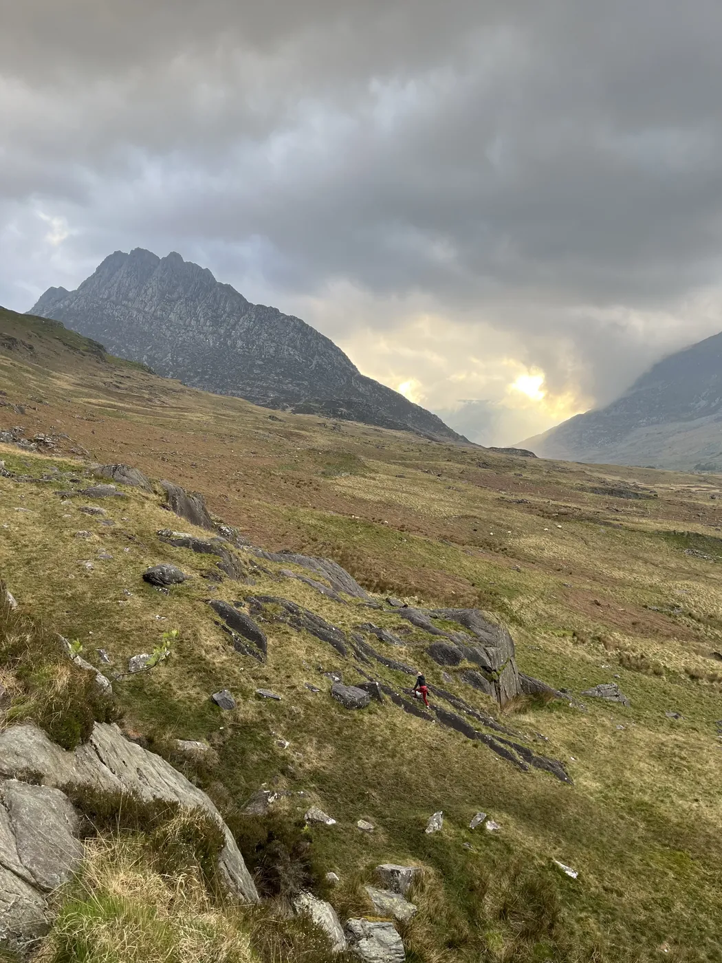 Tryfan under dramatic skies in North Wales