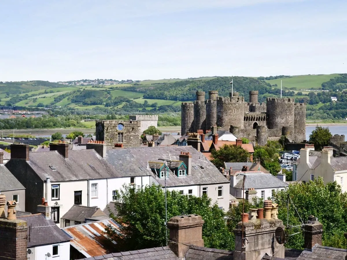 Conwy castle and town walls near Ty Llywelyn