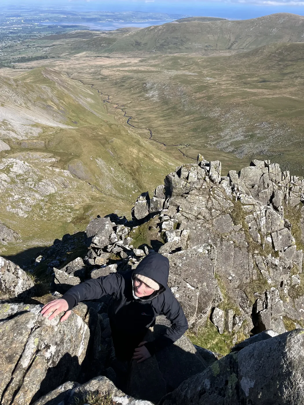 Intro scrambling on a rocky ridge in North Wales