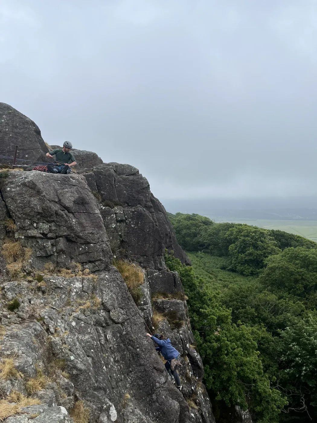 Belaying during a climbing session at Tremadog